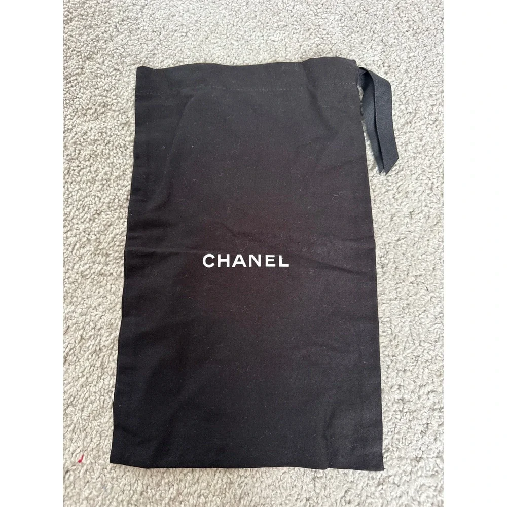 Chanel Black Cotton Drawstring Dust Bag Logo Small Accessory Storage 7.5x12.5